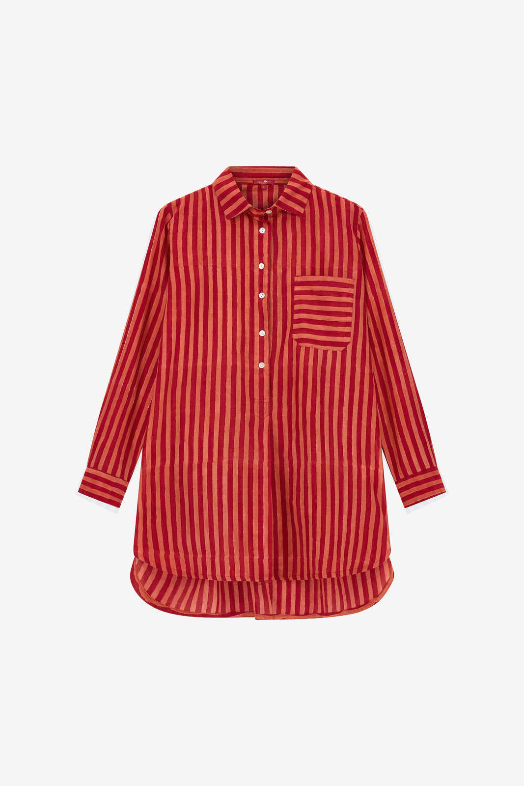 ube shirt--mini stripes red