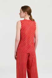 banyan top--mini stripes red