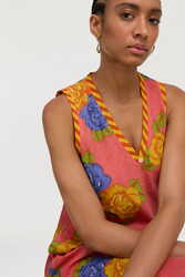 cheack dress--big flower old pink