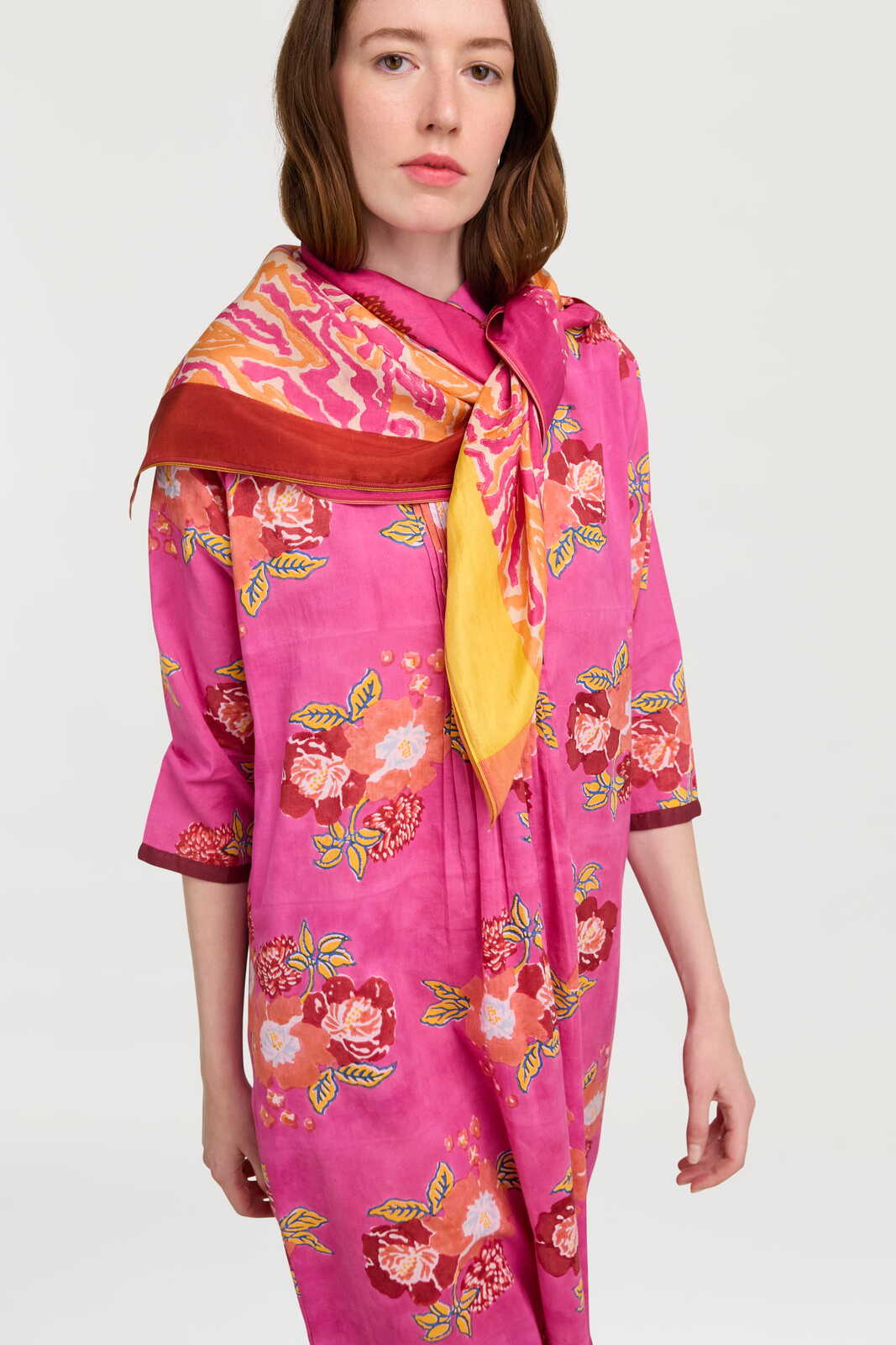 foulard seta 100x100cm--dragon cloud fuxia
