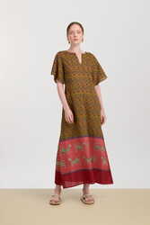 guava caftan--dragon tiger green gold