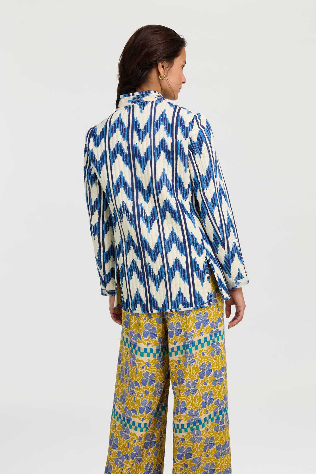 jhodpuri jacket--ikat arrow blue