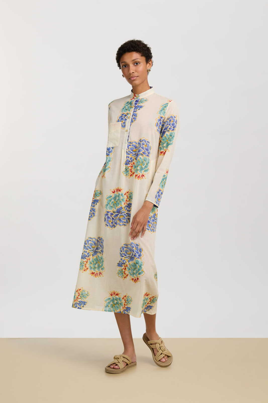 long kurta positano--flower plumbago