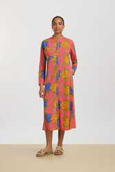 long open kurta--big flower old pink
