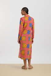 long open kurta--big flower old pink