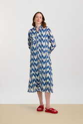 long open kurta--ikat arrow blue