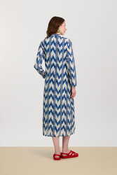 long open kurta--ikat arrow blue
