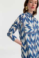 long open kurta--ikat arrow blue
