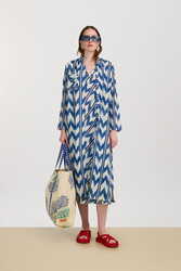 long open kurta--ikat arrow blue