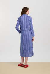 long open kurta--mini stripes plumbago