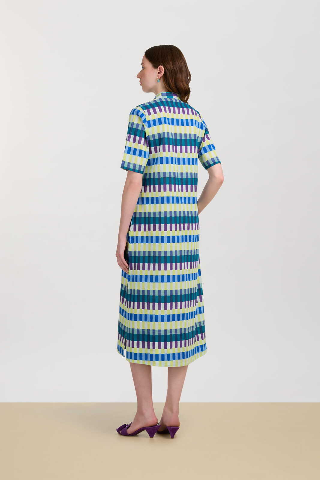 mamta kaftan--kusama checkdark teal