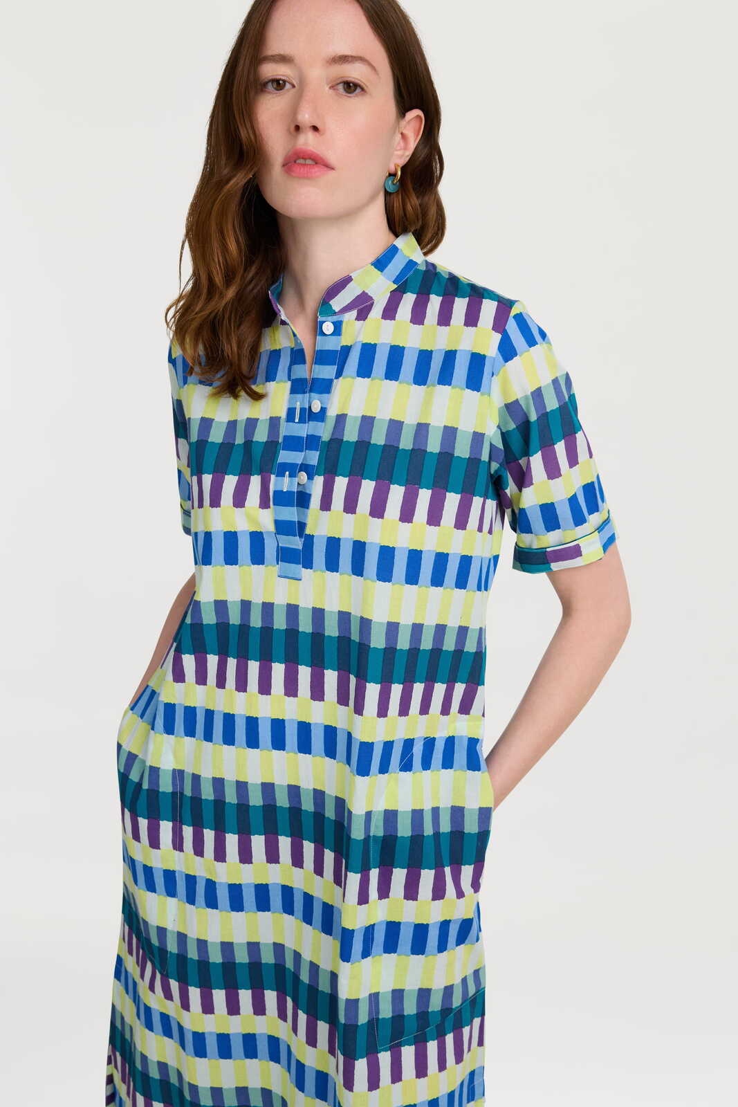 mamta kaftan--kusama checkdark teal