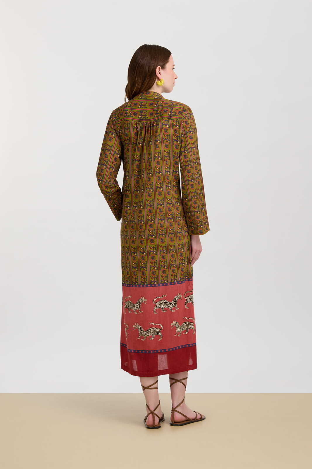 radha caftan--dragon tiger green gold