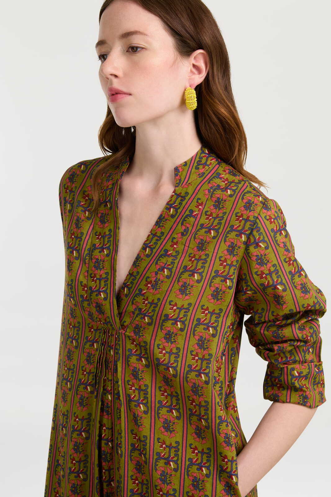 radha caftan--dragon tiger green gold