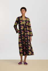 radha caftan--suiko flower black