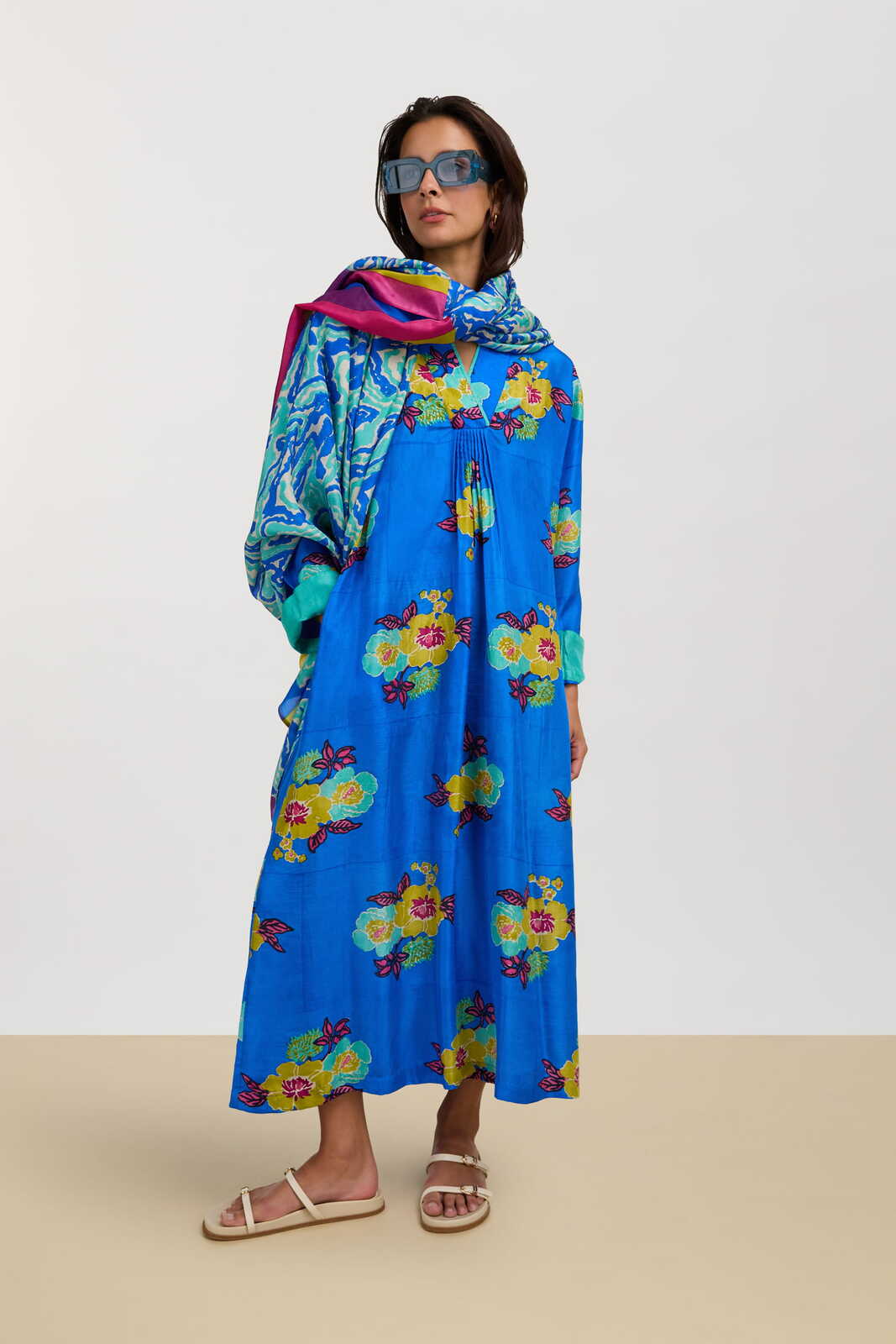 radha caftan--dandelion blue