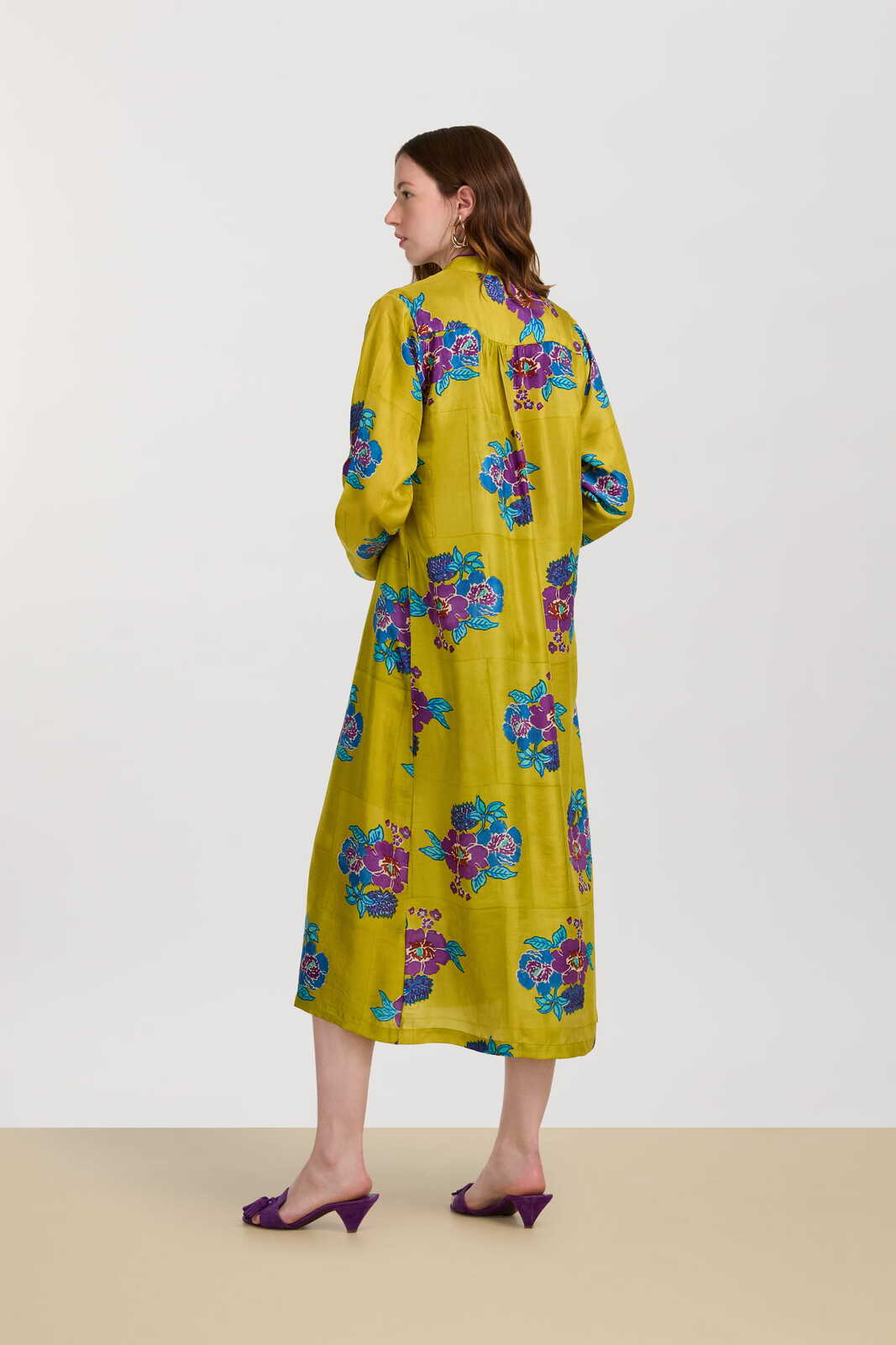 radha caftan--dandelion green gold