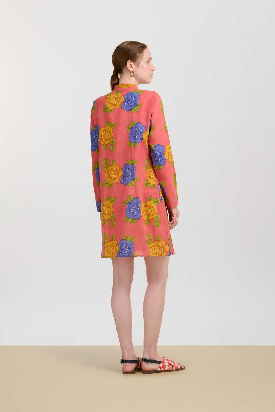 short kurta--big flower old pink