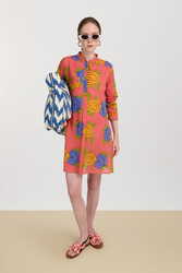 short kurta--big flower old pink