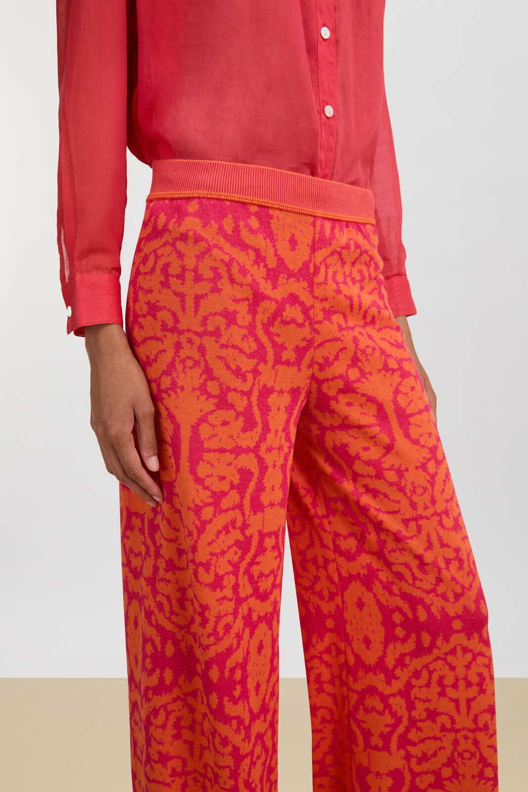 theresa pants--damask design orange