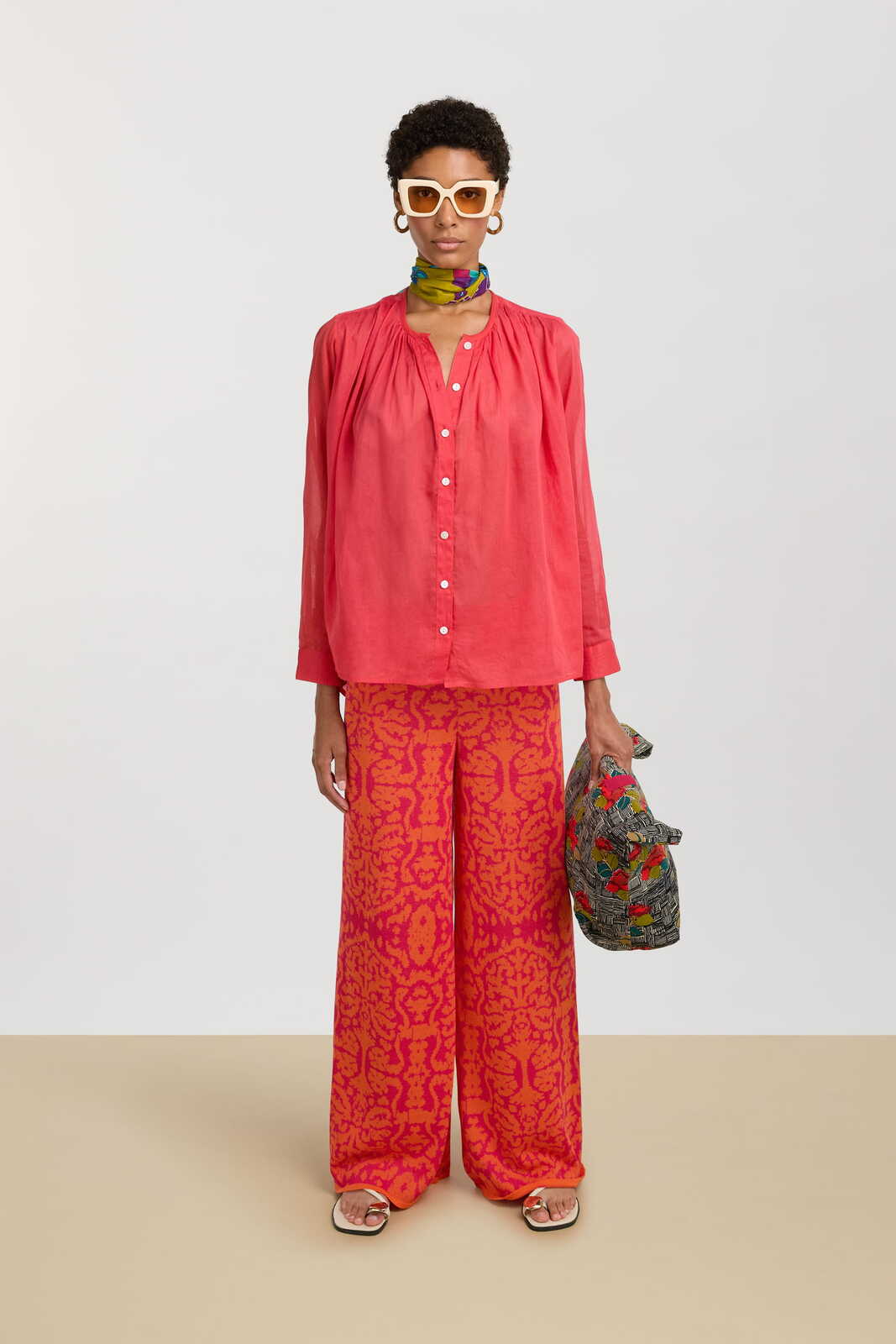 theresa pants--damask design orange