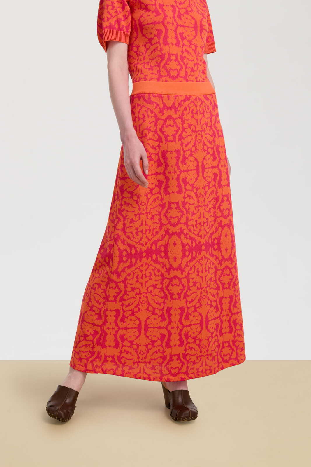 theresa skirt--damask design orange