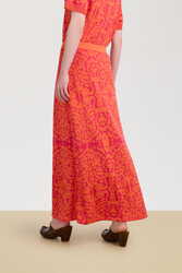 theresa skirt--damask design orange