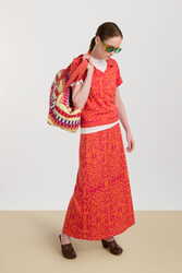 theresa skirt--damask design orange