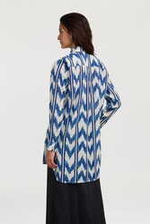 ube shirt-- ikat arrow blue