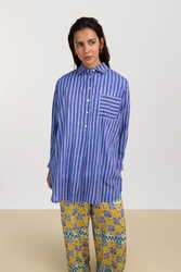 ube shirt--mini stripes plumbago