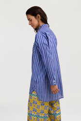 ube shirt--mini stripes plumbago