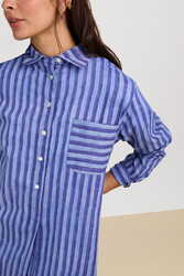 ube shirt--mini stripes plumbago
