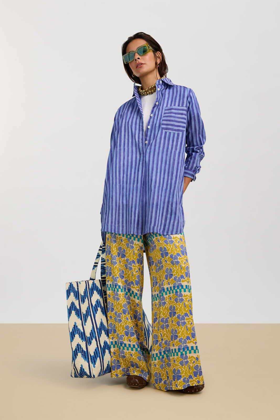 ube shirt--mini stripes plumbago