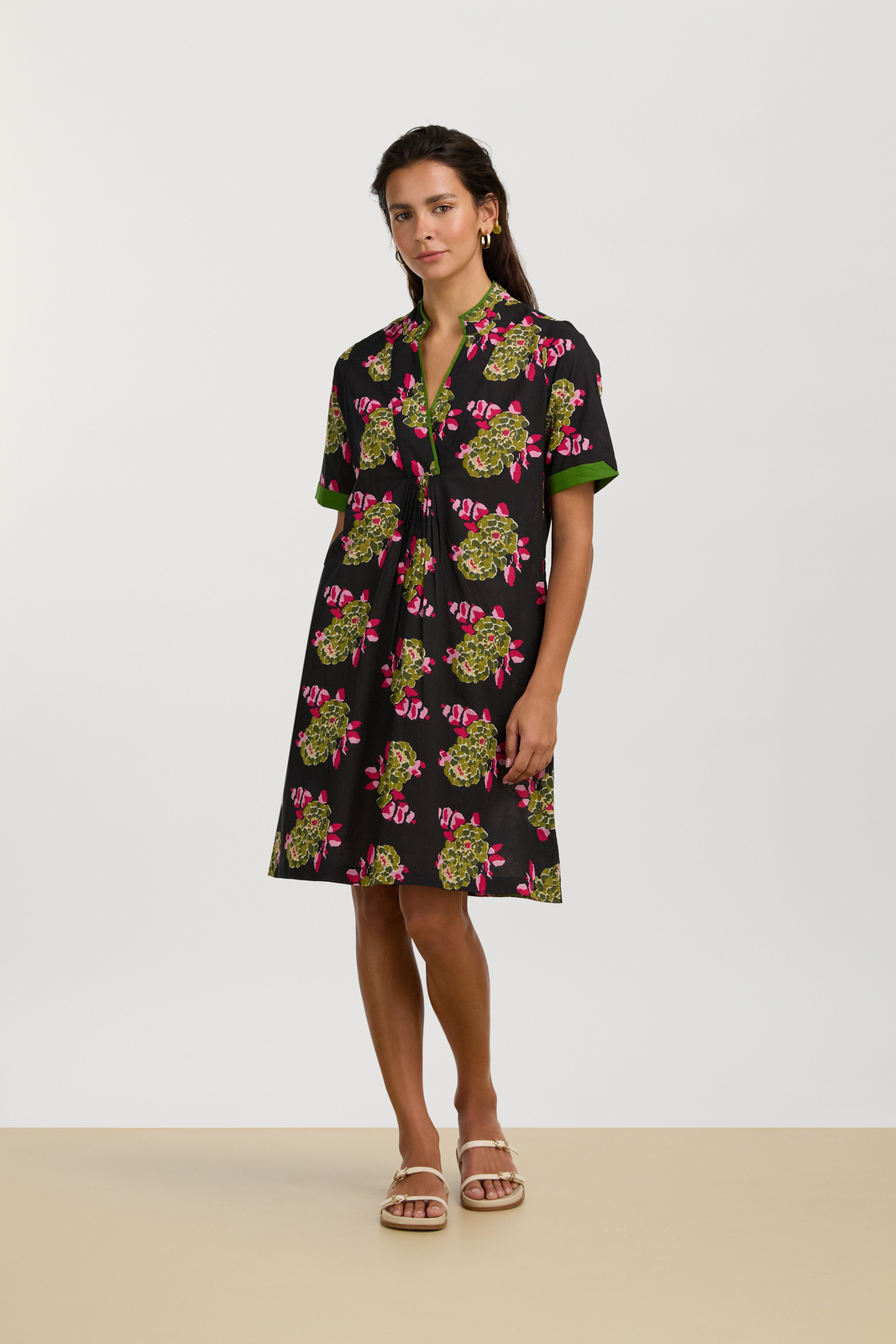 radha tunic--suiko flower black