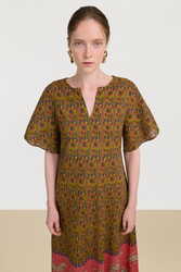guava caftan--dragon tiger green gold