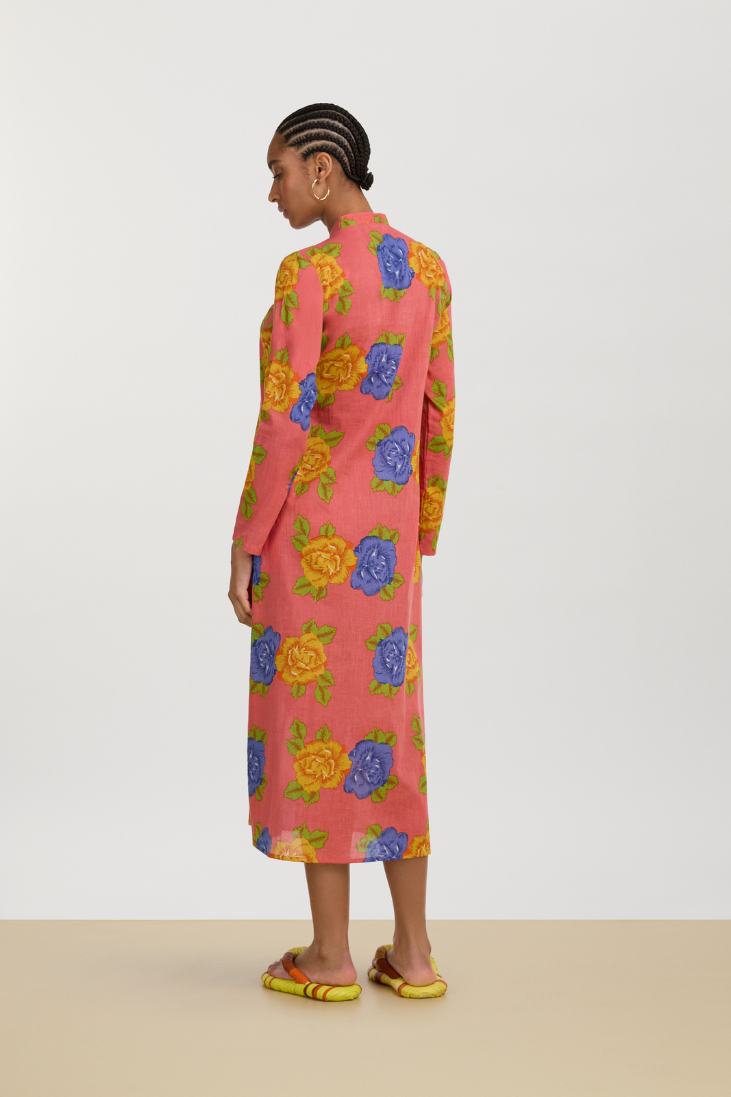 long kurta--big flower old pink