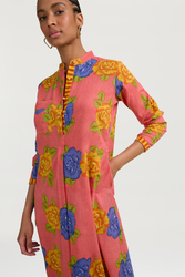 long kurta--big flower old pink