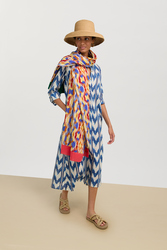 long kurta--ikat arrow blue