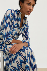 long kurta--ikat arrow blue