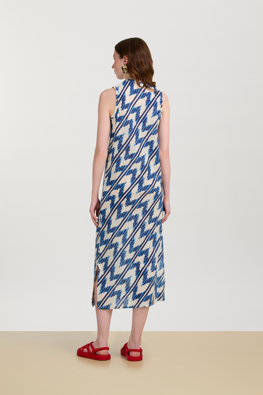 cheack dress--ikat arrow blue