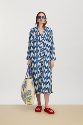 cheack dress--ikat arrow blue