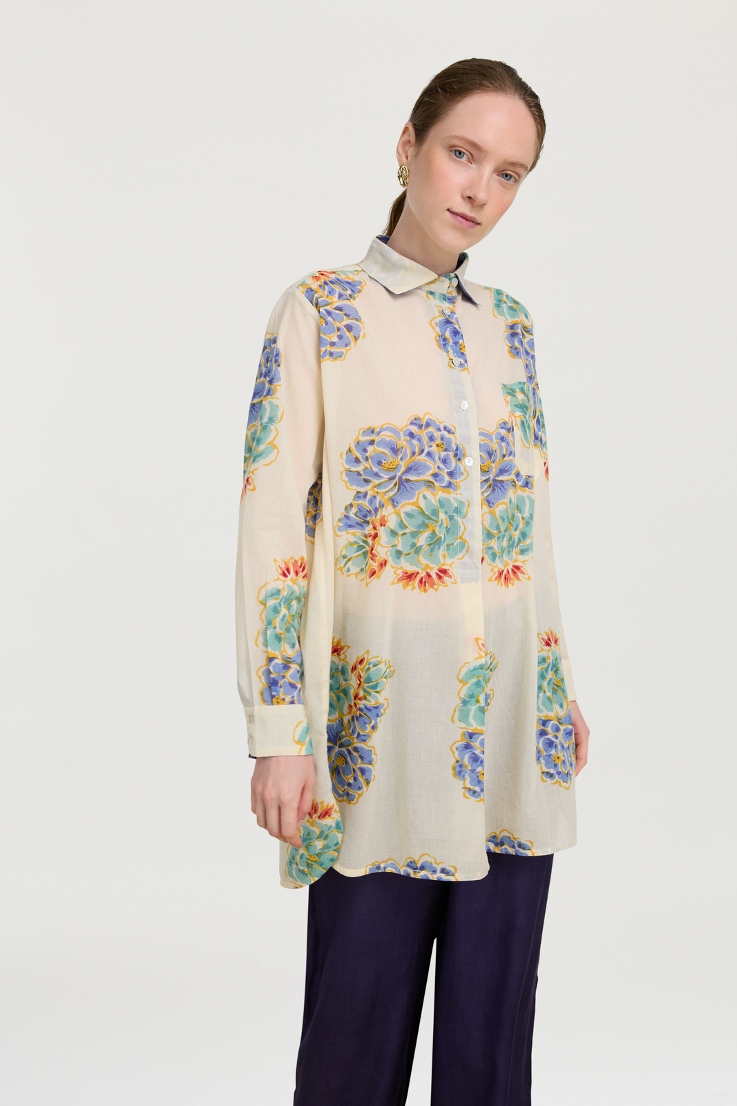 ube shirt--positano flower plumbago