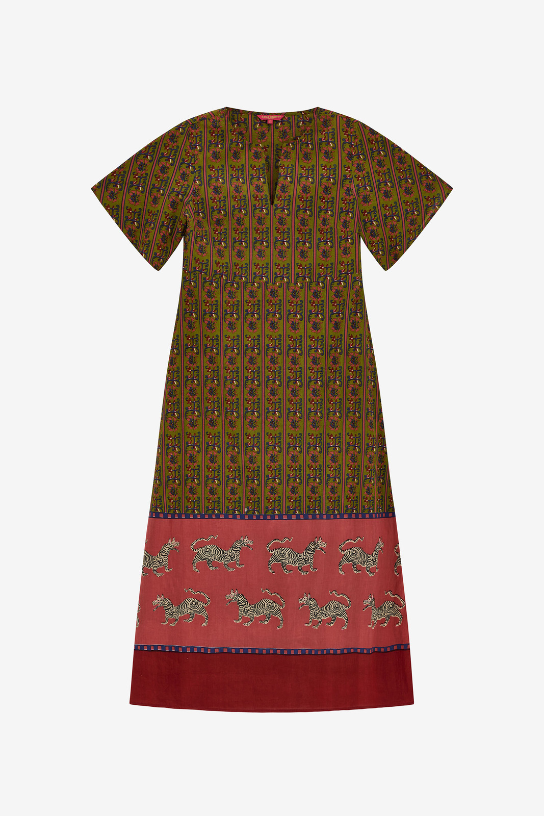 guava caftan--dragon tiger green gold