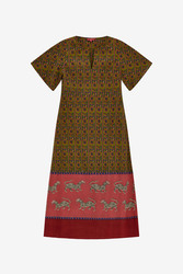 guava caftan--dragon tiger green gold