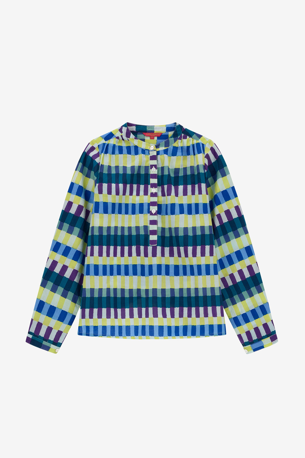 batumi shirt--kusama checkdark teal