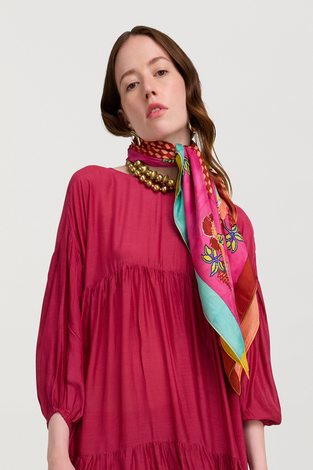 foulard seta 100x100cm--dandelion fuxia