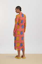 long open kurta--big flower old pink