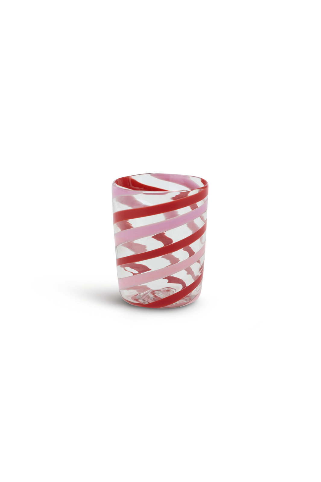 set di 2 bicchieri--blown canna spiral red-pink