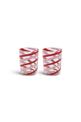 set di 2 bicchieri--blown canna spiral red pink