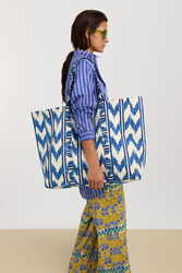 borsa shopping--ikat arrow blue